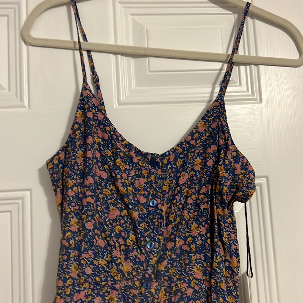 Rollas Midsummer Coast Blue Floral Print Button-Up Midi Dress - Picture 9 of 10